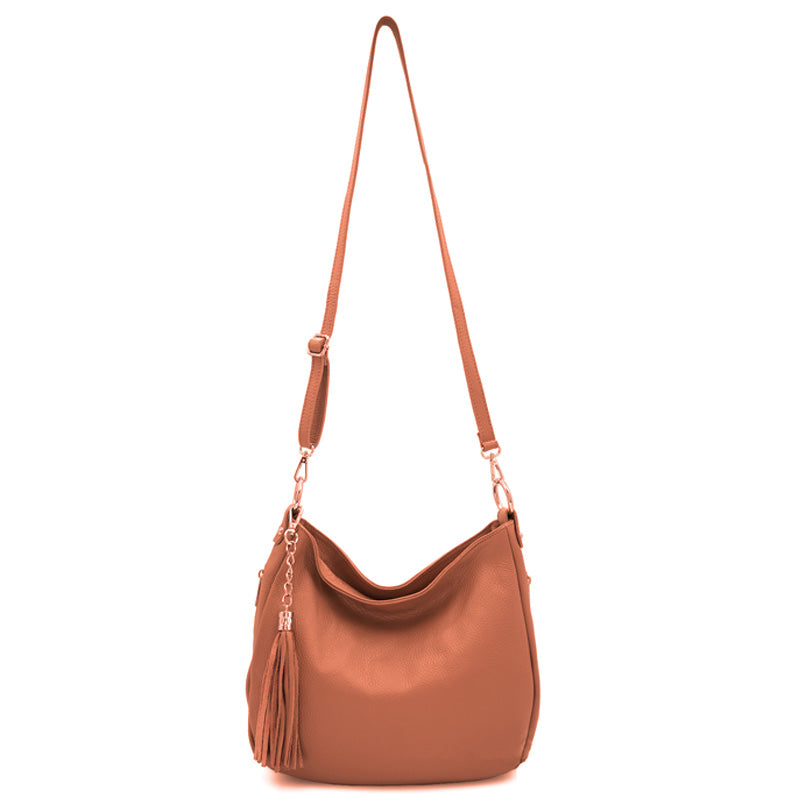 (1a) Your Bag Heaven Burnt Orange Leather Crossbody Shoulder Grab Bag