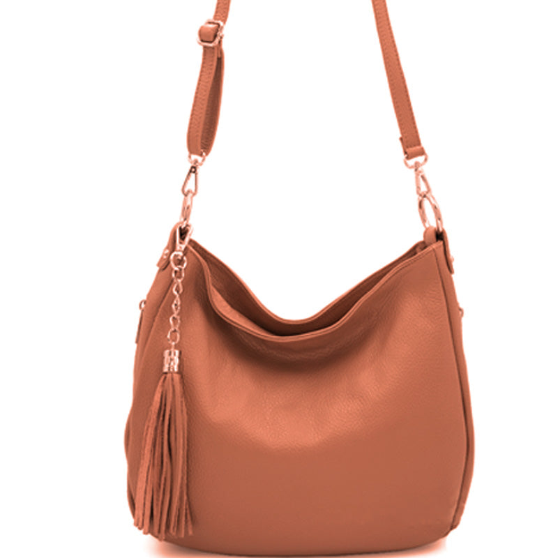 (1a) Your Bag Heaven Burnt Orange Leather Crossbody Shoulder Grab Bag