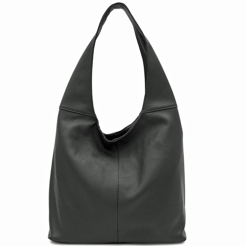 (1b) Your Bag Heaven Black Leather Hobo Shoulder Bag