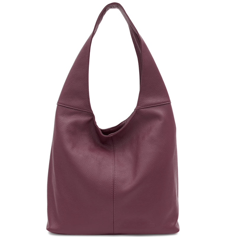 (1b) Your Bag Heaven Burgundy Leather Hobo Shoulder Bag