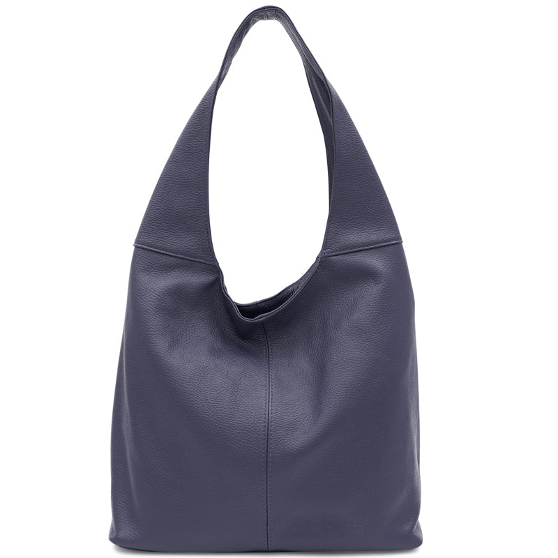 (1b) Your Bag Heaven Navy Blue Leather Hobo Shoulder Bag