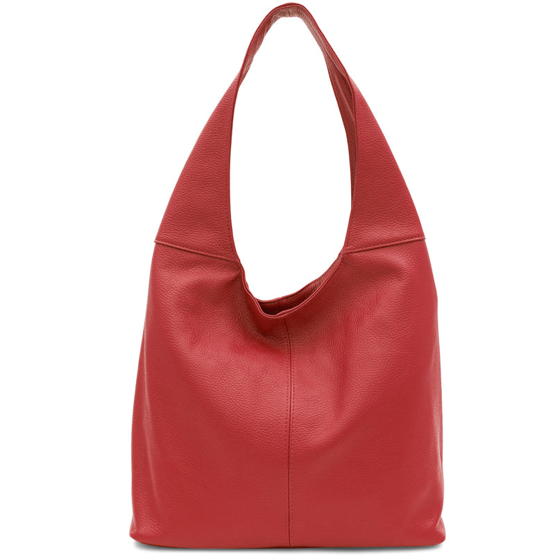 (1b) Your Bag Heaven Red Leather Hobo Shoulder Bag