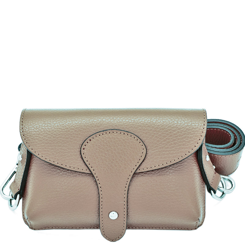 (1ak) Your Bag Heaven Taupe Leather Crossbody Shoulder Sling Bag