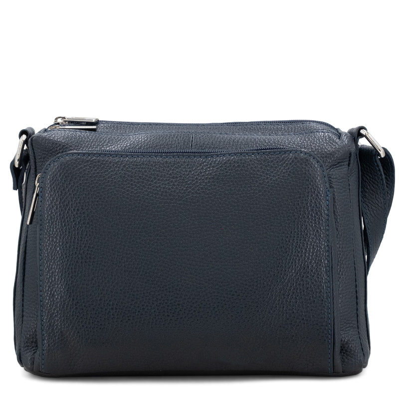 (1c) Your Bag Heaven Navy Blue Leather Crossbody Shoulder Bag