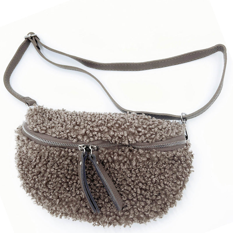 (a1) Your Bag Heaven Black Leather Teddy Crossbody Waist Sling Bag