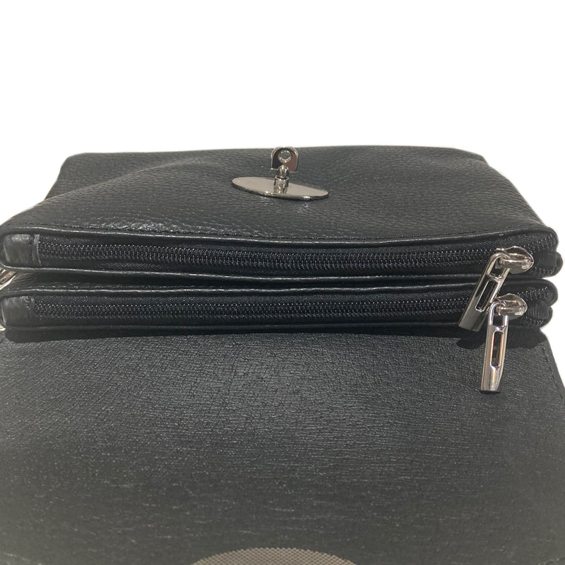 (b1) Your Bag Heaven Black Leather Clutch Crossbody Shoulder Bag