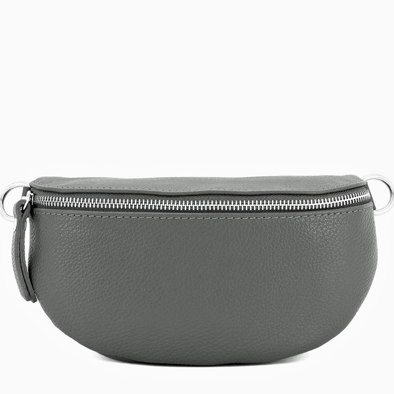 (a1) Your Bag Heaven Dark Grey Leather Crossbody Waist Sling Bag