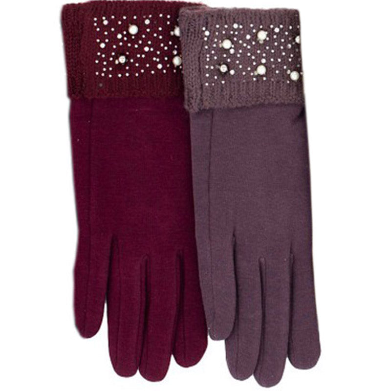 (a9) Bag Heaven Burgundy Pearl Ladies Gloves