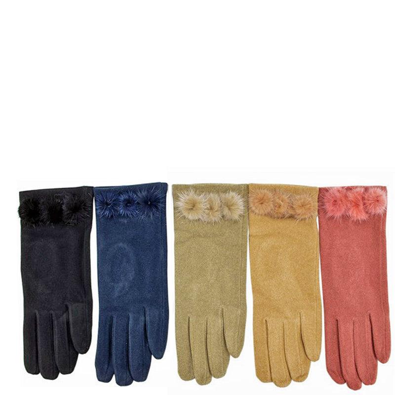 (e2) Bag Heaven Old Rose 3 PomPom Ladies Gloves