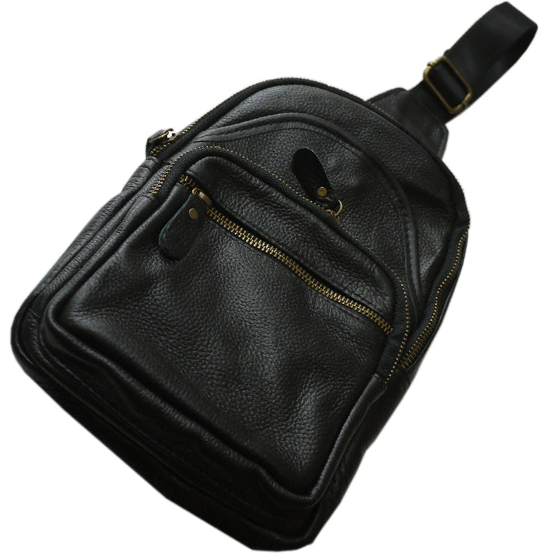 Your Bag Heaven Black Leather Crossbody Sling Bag