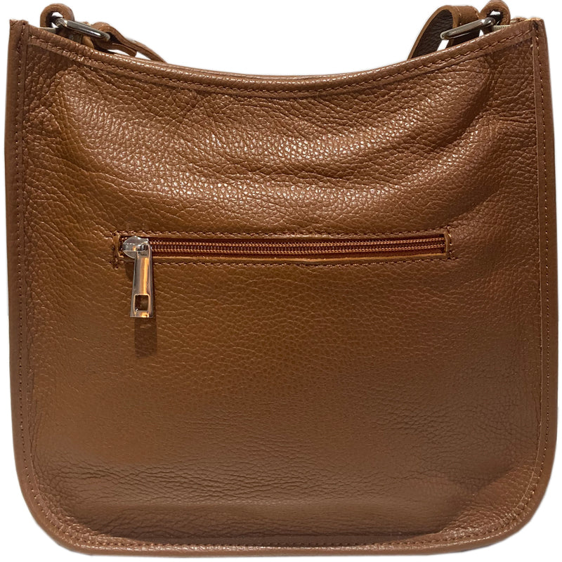 (1a) Your Bag Heaven Tan Leather Crossbody Shoulder Bag