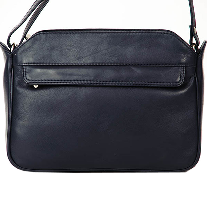 Nova Leathers Navy Blue Soft Leather Crossbody Shoulder Bag