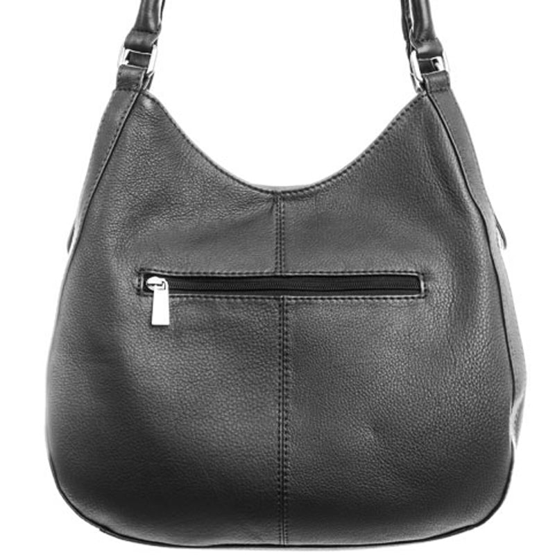 Nova Leathers (a) Black Grey Soft Leather Three Quarter Shoulder Bag