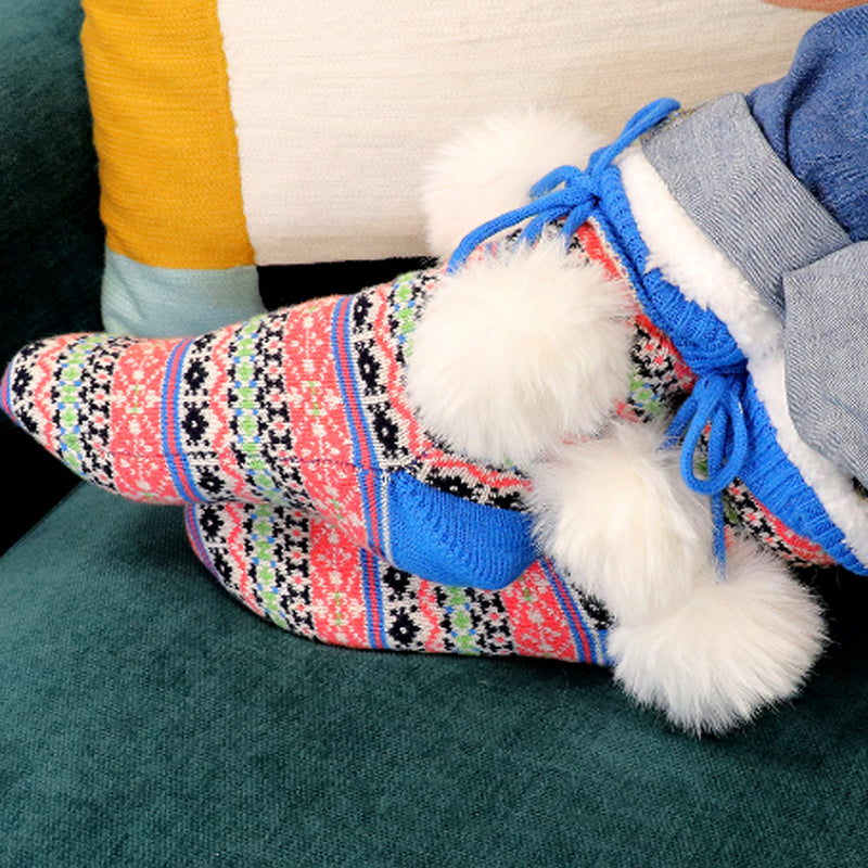 (d4) P.O.M. Bright Blue Fair Isle Sherpa Slipper Socks