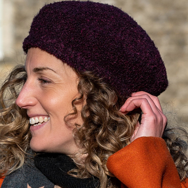 (a6) P.O.M Red Wine Boucle Beret