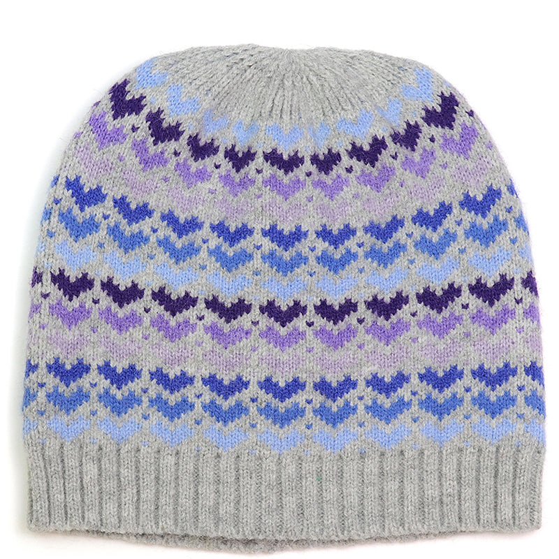 (a1e) P.O.M Beanie Hat Grey Blue Mix