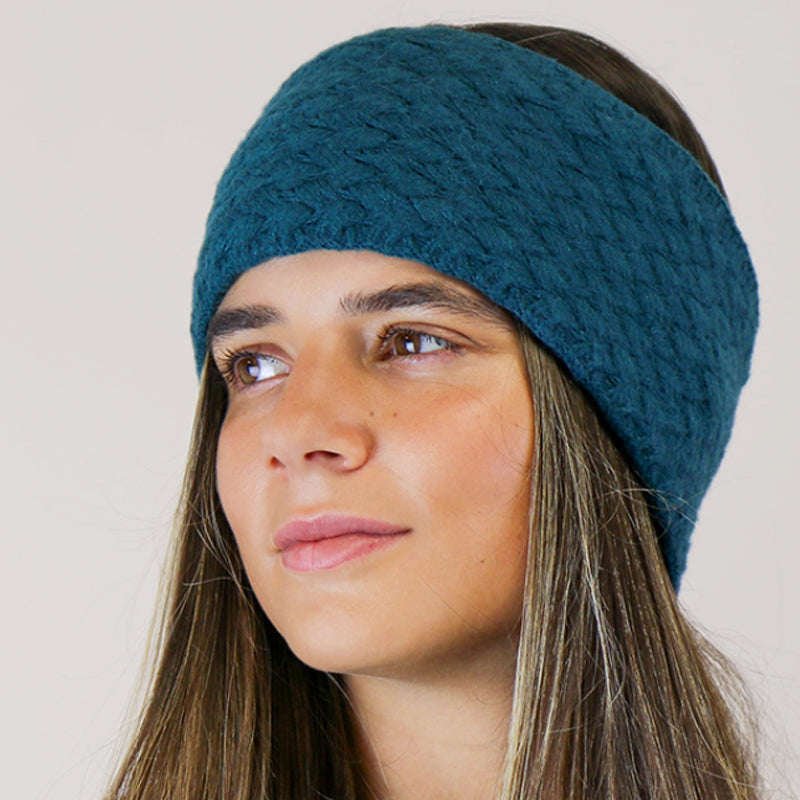 (a34c) POM Matching Teal Cosy Faux Fur Snood And Textured Knitted Gloves Set