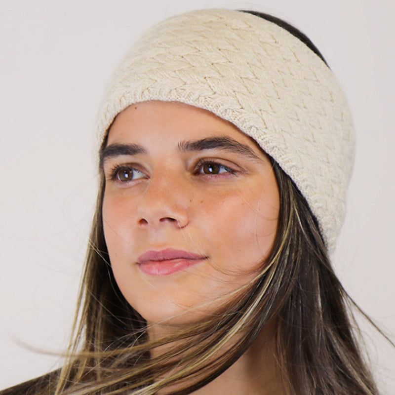(b3) P.O.M Cream Textured Knit Headband
