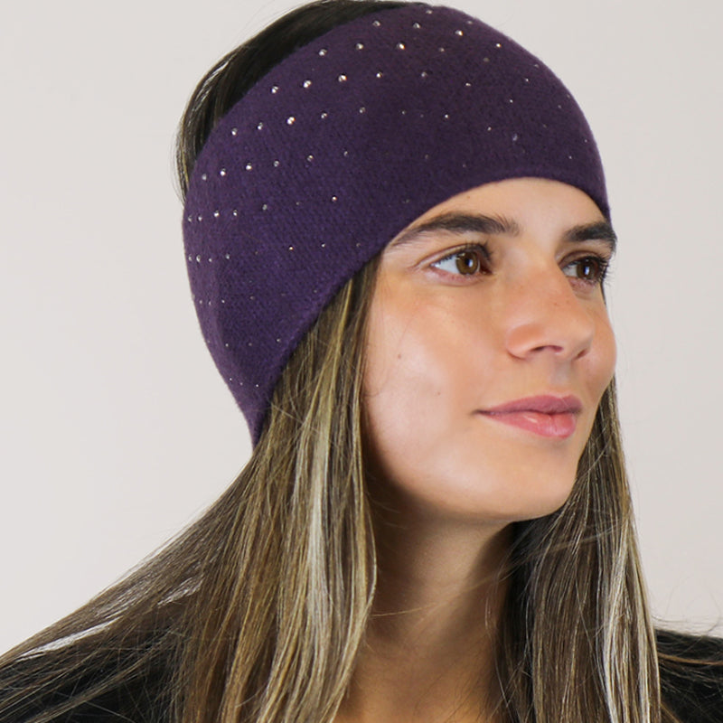 (a5) P.O.M Aubergine Diamante Knit Headband