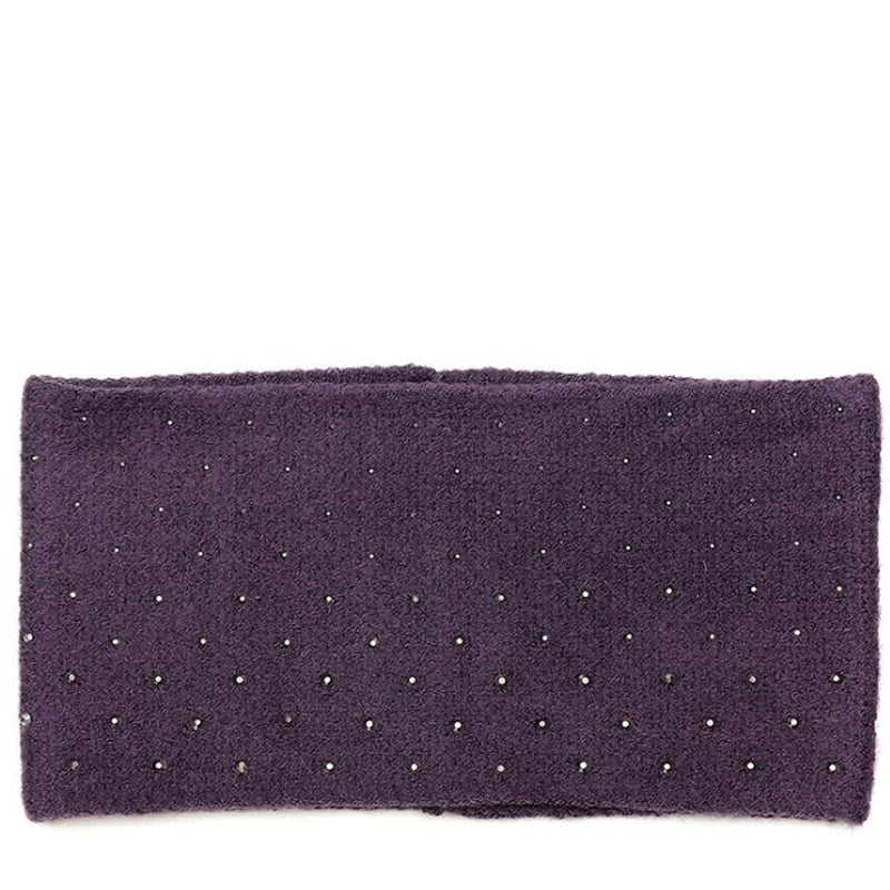 (a5) P.O.M. Aubergine Embellished Ladies Knitted Gloves