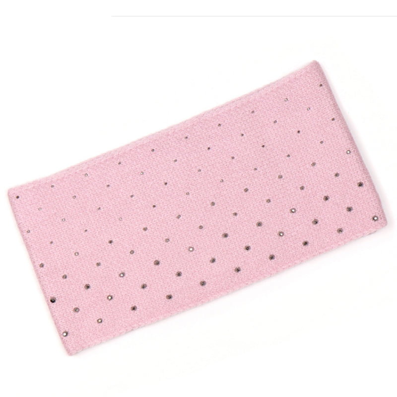 (a34b) P.O.M. Pink Embellished Ladies Knitted Gloves And Headband Set