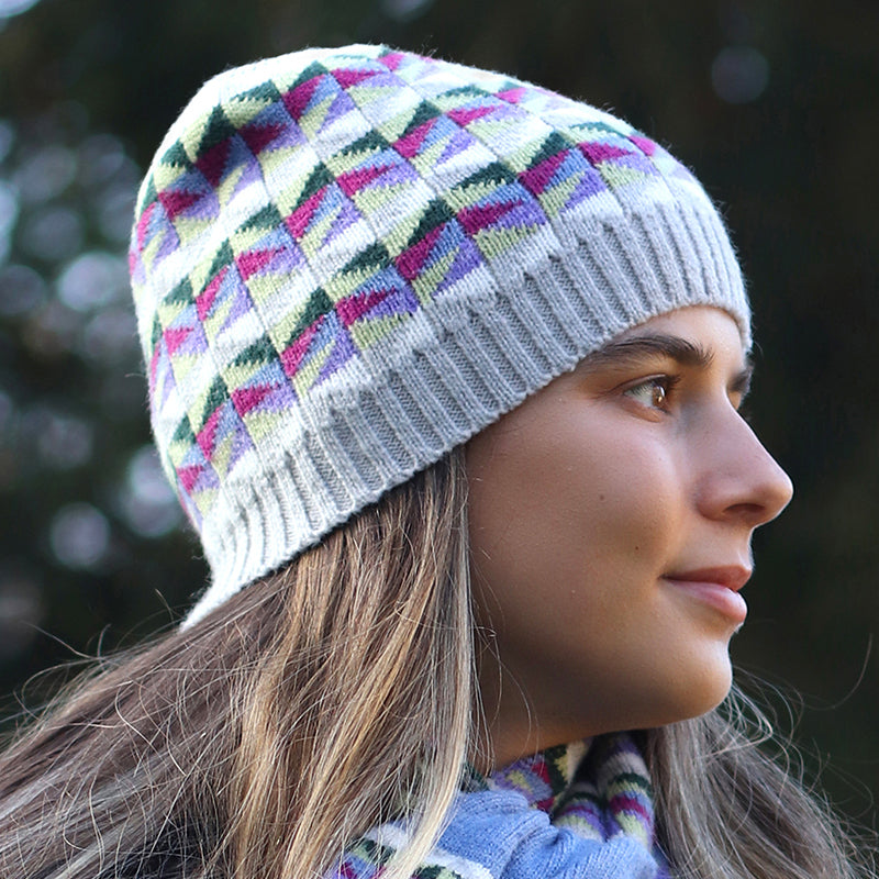 (a21) P.O.M. Grey Khaki Mix Beanie Hat