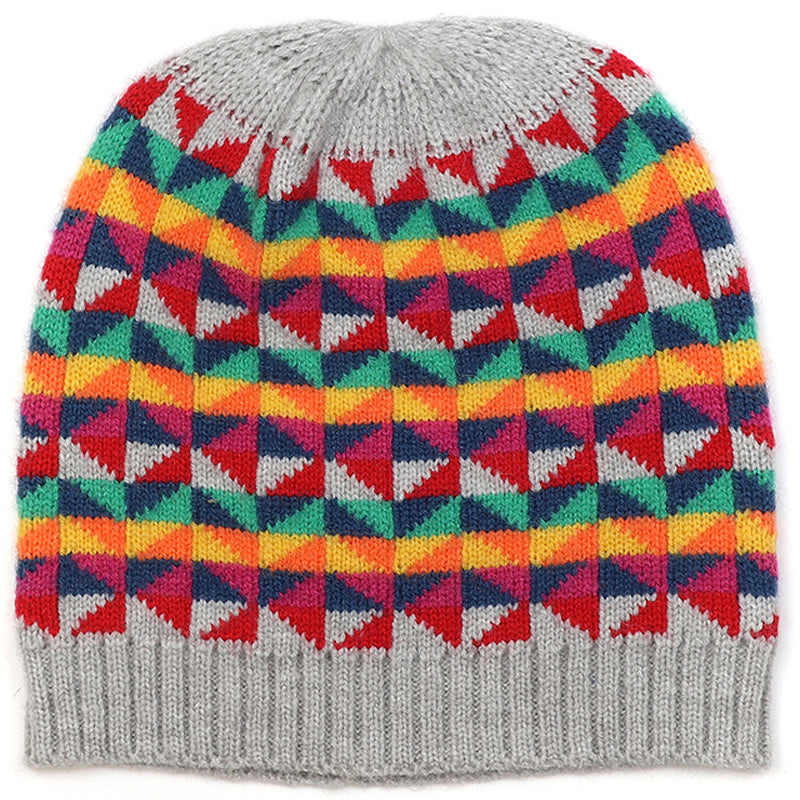 (a2) P.O.M. Grey Red Mix Beanie Hat