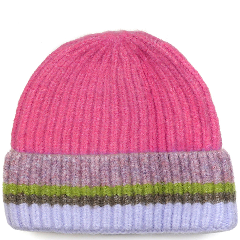 (a12) P.O.M. Pink Striped Fingerless Wrist Warmers