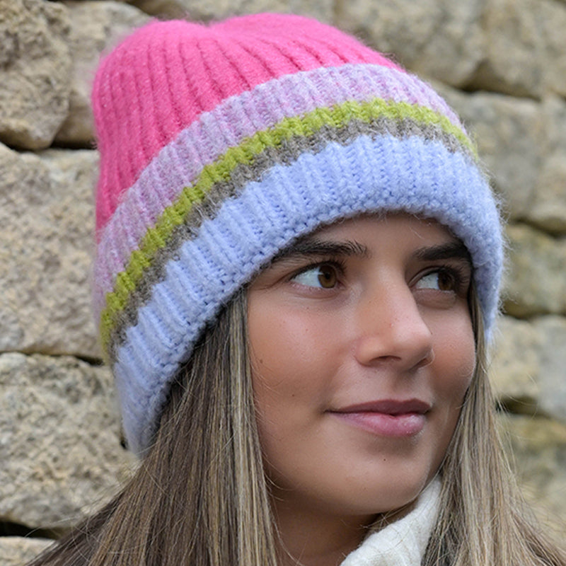 (a12) P.O.M. Pink Mix Stripe Scarf