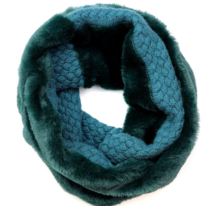 a6) Teal Faux Fur Twist Snood – Your Bag Heaven