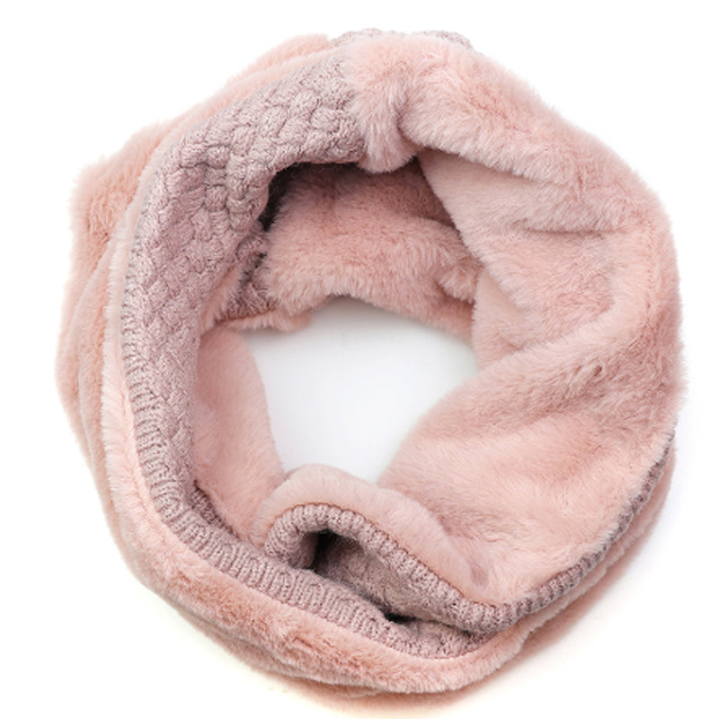 (a4) P.O.M Pink Faux Fur And Knit Twist Snood