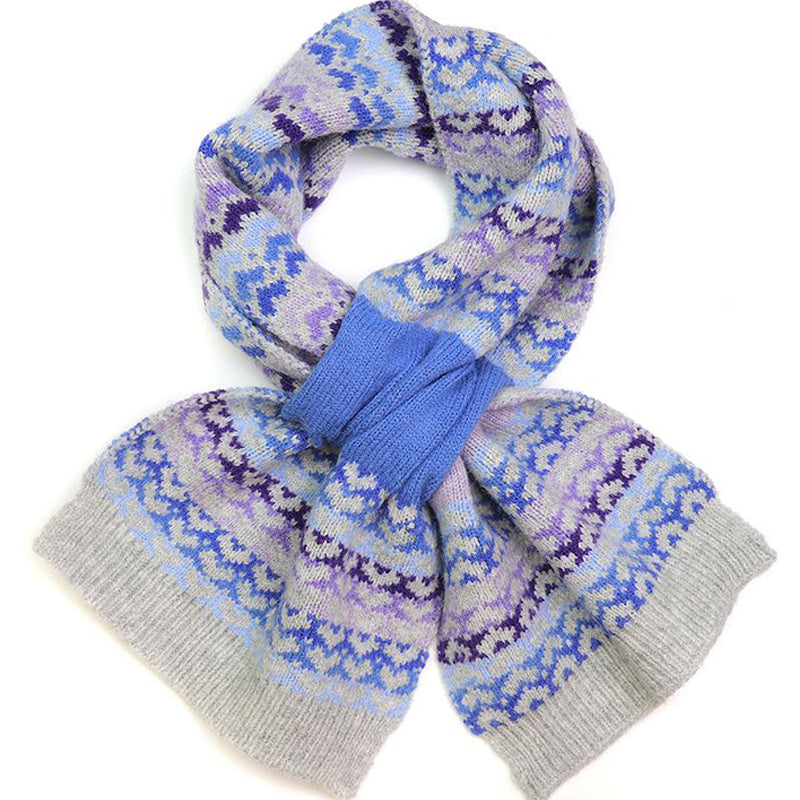 (a1e) P.O.M Scandi Grey Blue Pull Through Scarf