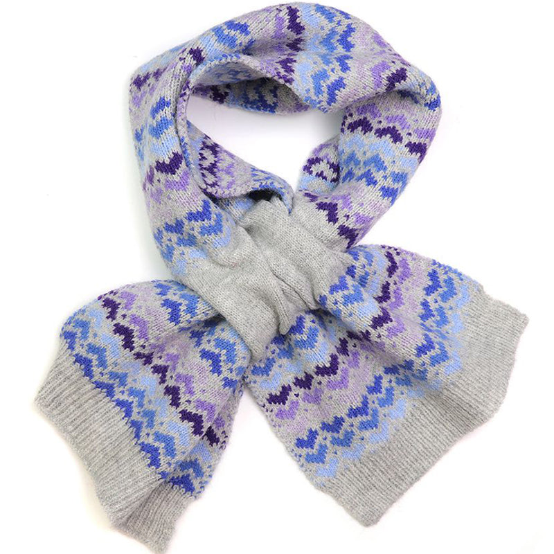 (a1e) P.O.M Scandi Grey Blue Pull Through Scarf