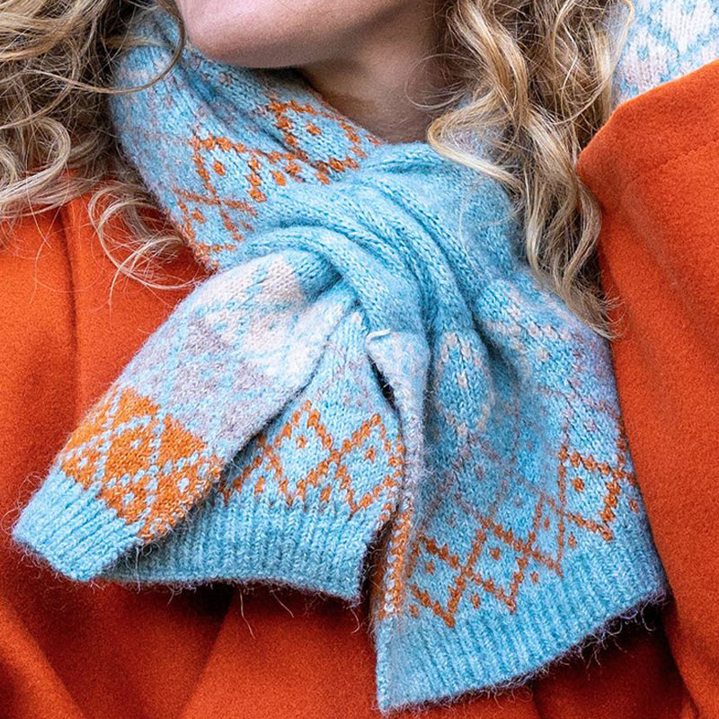 (a) P.O.M Recycled Blue Orange Pull Through Scarf