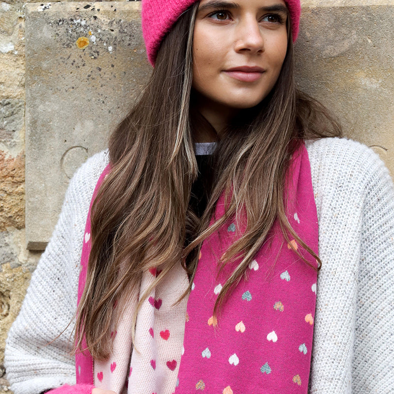 (a) P.O.M Cerise Pink Jacquard Scarf