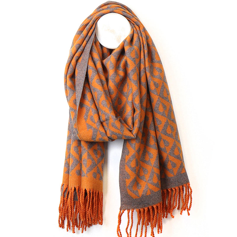 (a) P.O.M Orange Jacquard Scarf