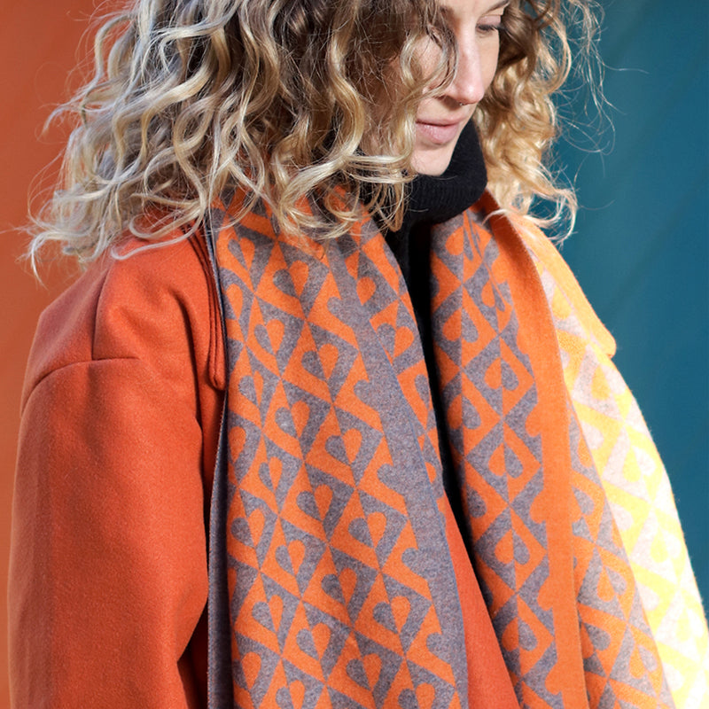 (a) P.O.M Orange Jacquard Scarf