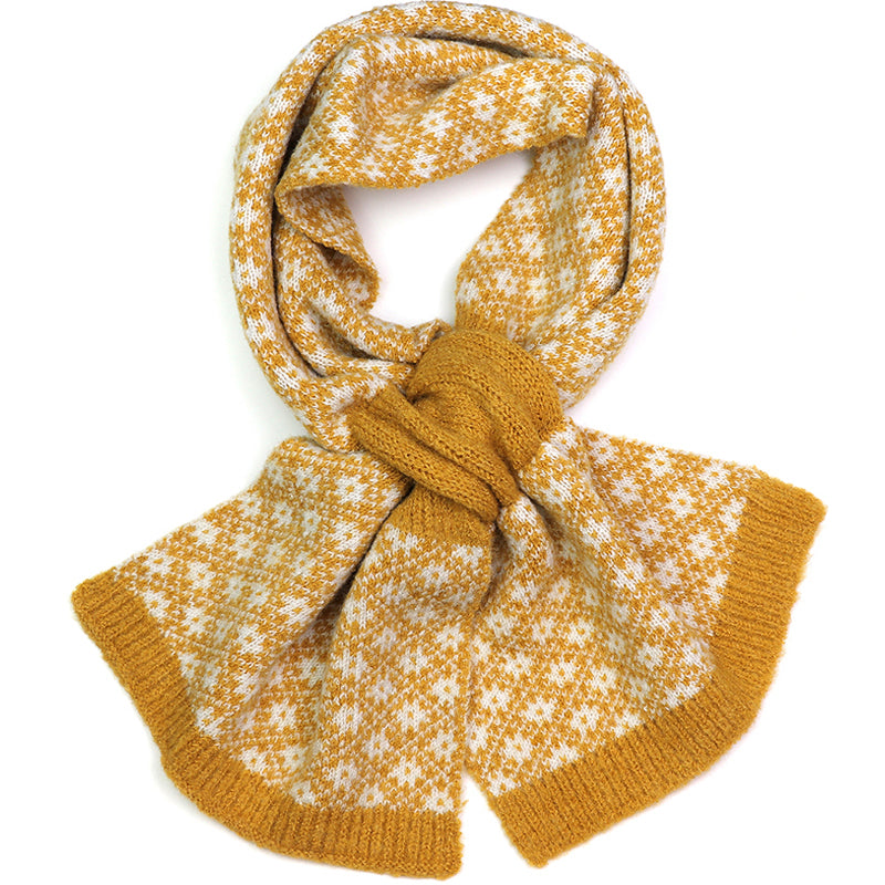 (a1a) P.O.M Scandie Mustard White Pull Through Scarf