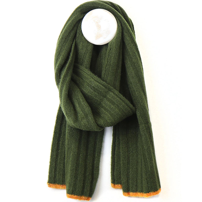 (a) P.O.M Mens Recycled Scarf Beanie Hat And Gloves Set Green