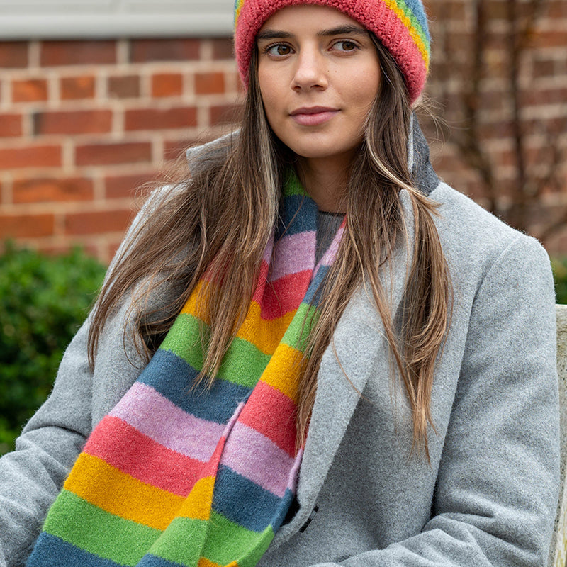 (a14) P.O.M. Lilac Mix Stripe Scarf