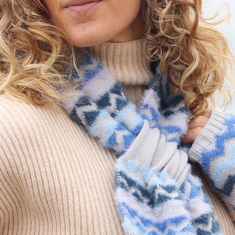 (a1) P.O.M Blue Grey Mix Pull Through Scarf
