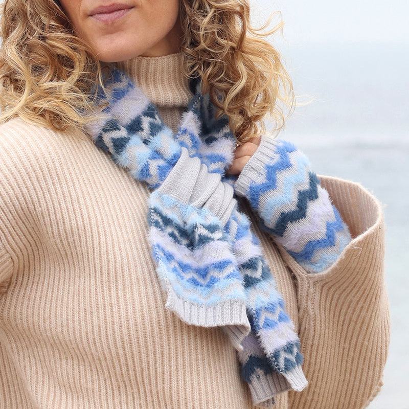(a1) P.O.M Blue Grey Mix Pull Through Scarf