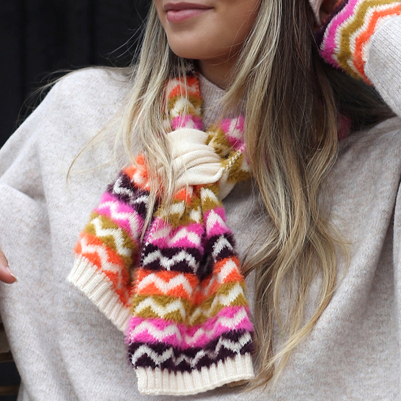 (a10) P.O.M Cream Mix Pull Through Scarf