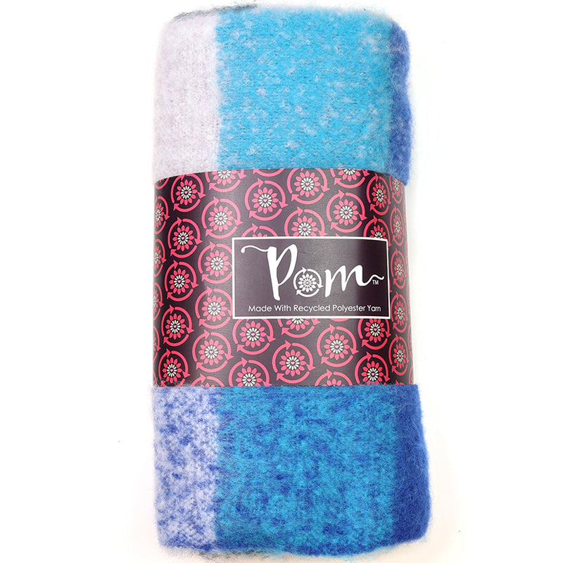 (a) P.O.M Blue Yellow Mix Fluffy Check Scarf