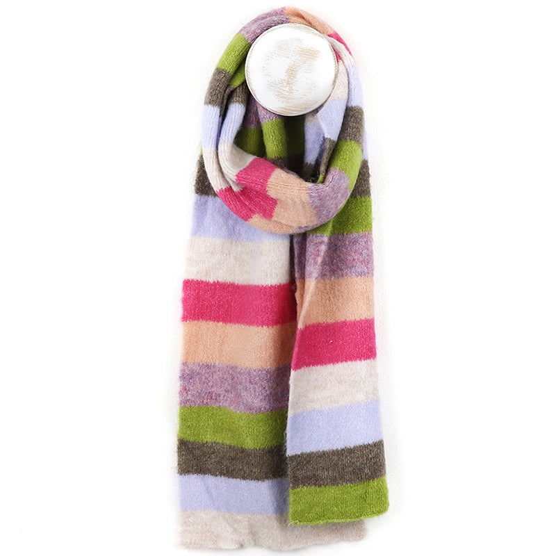 (a12) P.O.M. Pink Mix Stripe Scarf