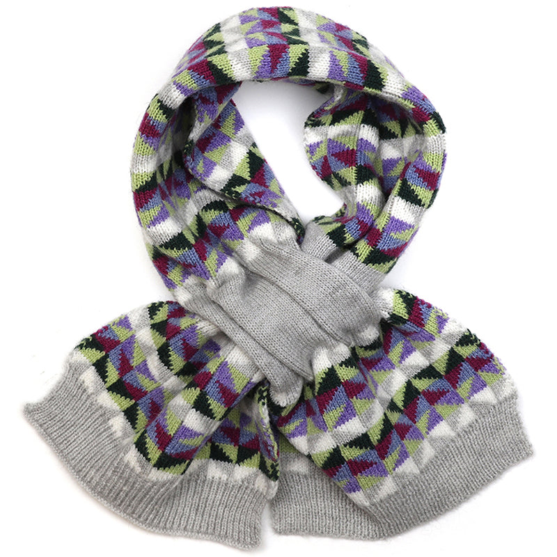 (a21) P.O.M Grey Khaki Mix Pull Through Scarf
