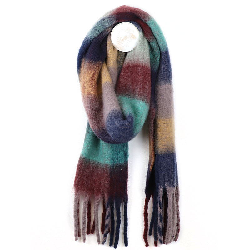 (a) P.O.M Blue Mix Long Fluffy Scarf
