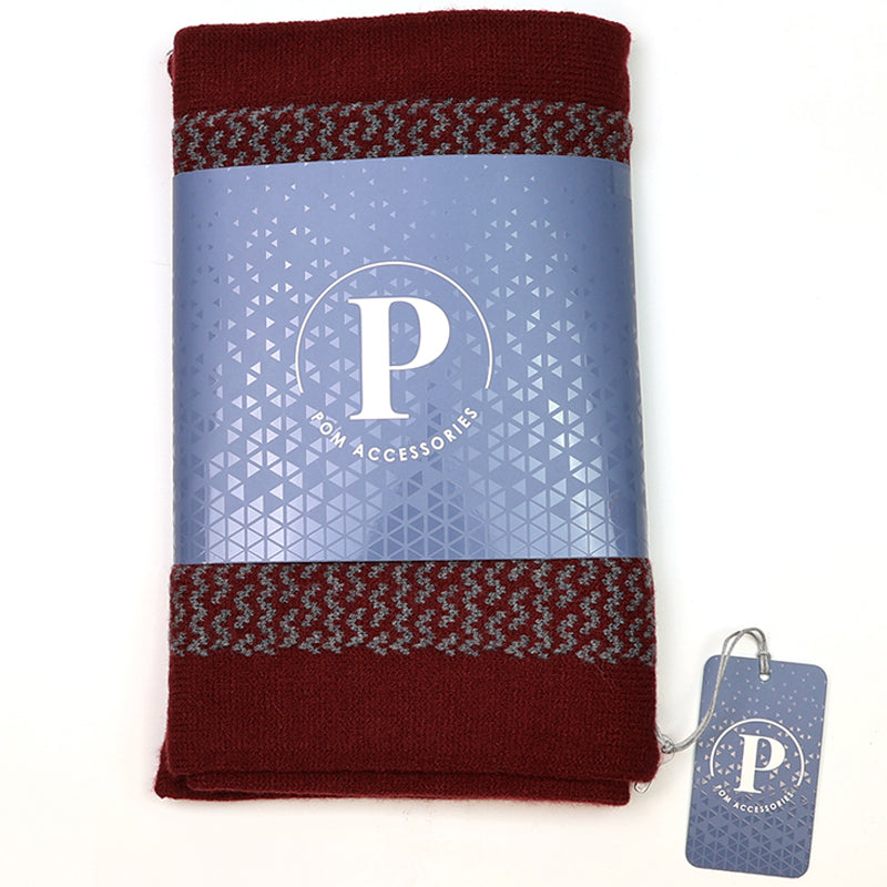 (c5) P.O.M. Burgundy Grey Mix Mens Pull Through Scarf