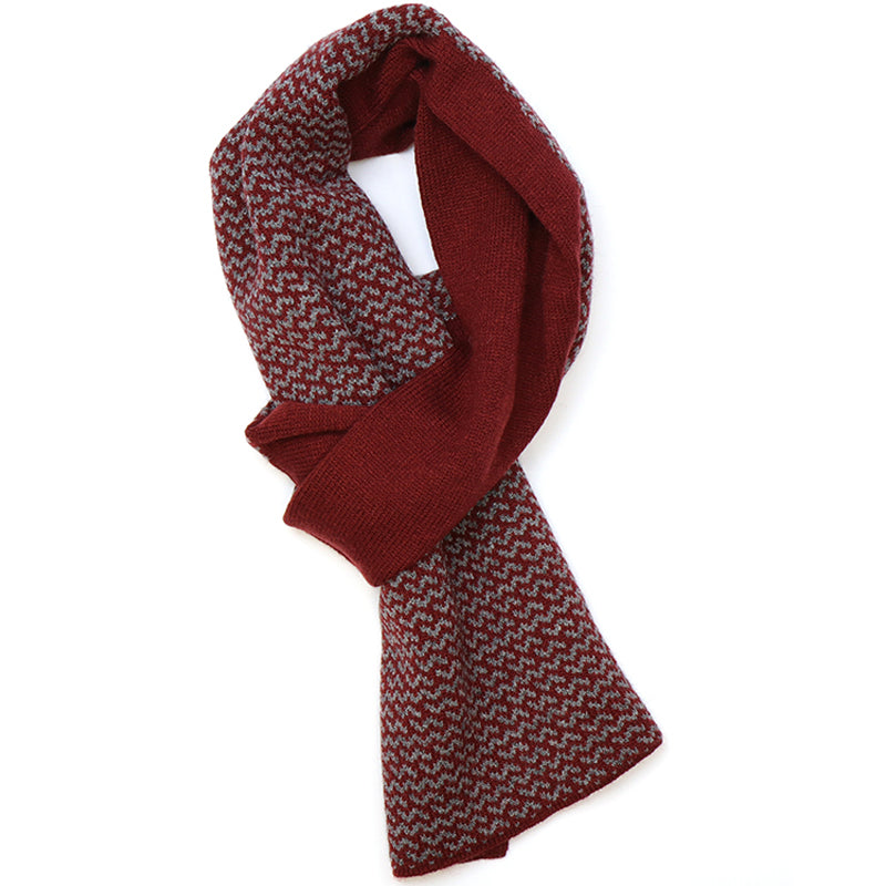 (c5) P.O.M. Burgundy Grey Mix Mens Pull Through Scarf