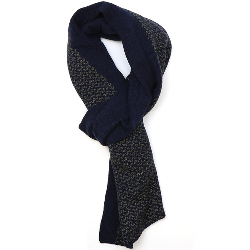 (c4) P.O.M. Navy Blue Grey Mix Mens Pull Through Scarf